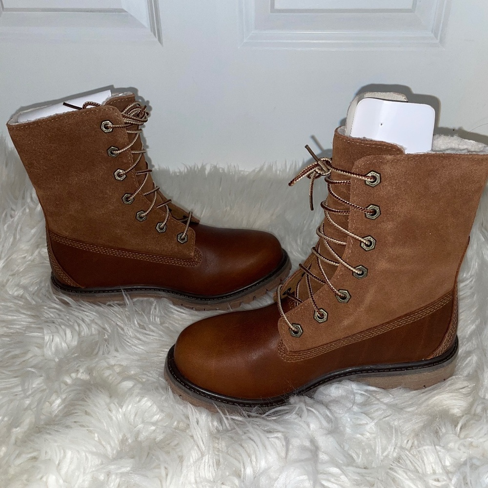 TIMBERLAND Boots AUTHENTIC MID WARM WATERPROOF Dark Brown Size 6 W\L New w flaws